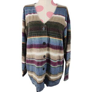 Women's Vintage Sunbelt Sportswear Fleece Button Down Jacket Sweater L/XL